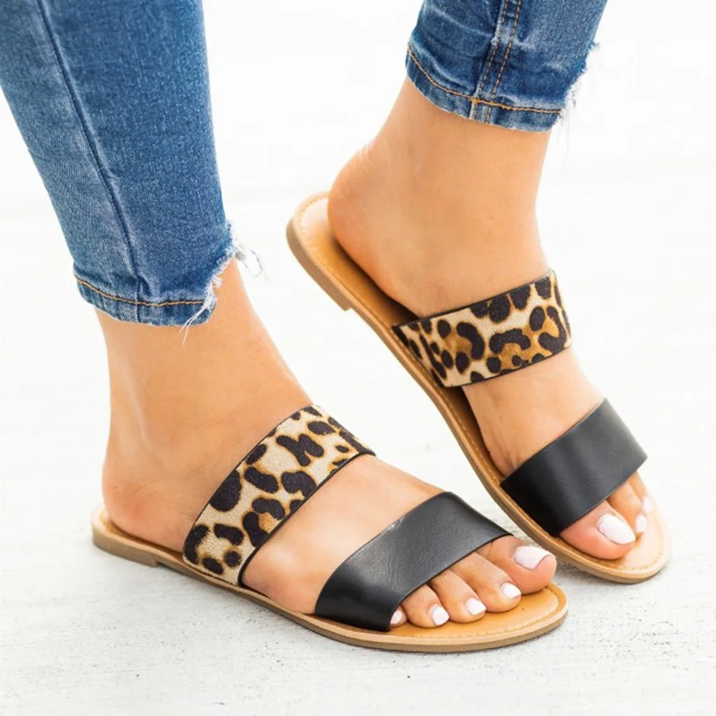 

Womens Slides 2019 Casual Monochrome Vintage Roman Plus-size Flat pantuflas mujer dames slippers claquette femme chaussure