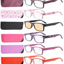 R066 окуляр 6-Pack пружинные петли узорные прямоугольные очки для чтения включают компьютерные читатели женщины+ 0,50-+ 4,00