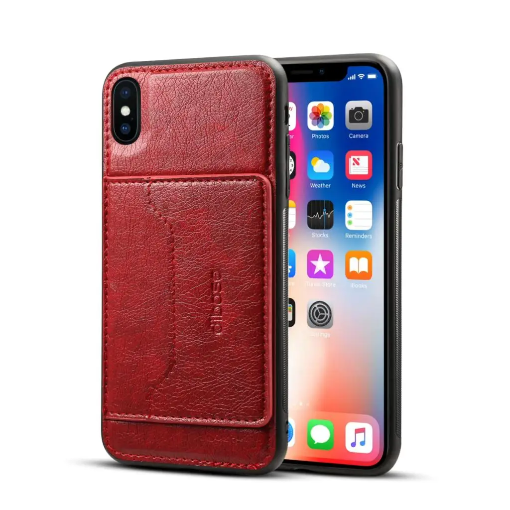 Red Ультратонкий защитный чехол-кошелек для Apple iPhone X, XR, XS, Max, 6, 6s, 7, 8 Plus, чехол с подставкой, держатель для карт, противоударный чехол - Цвет: Red