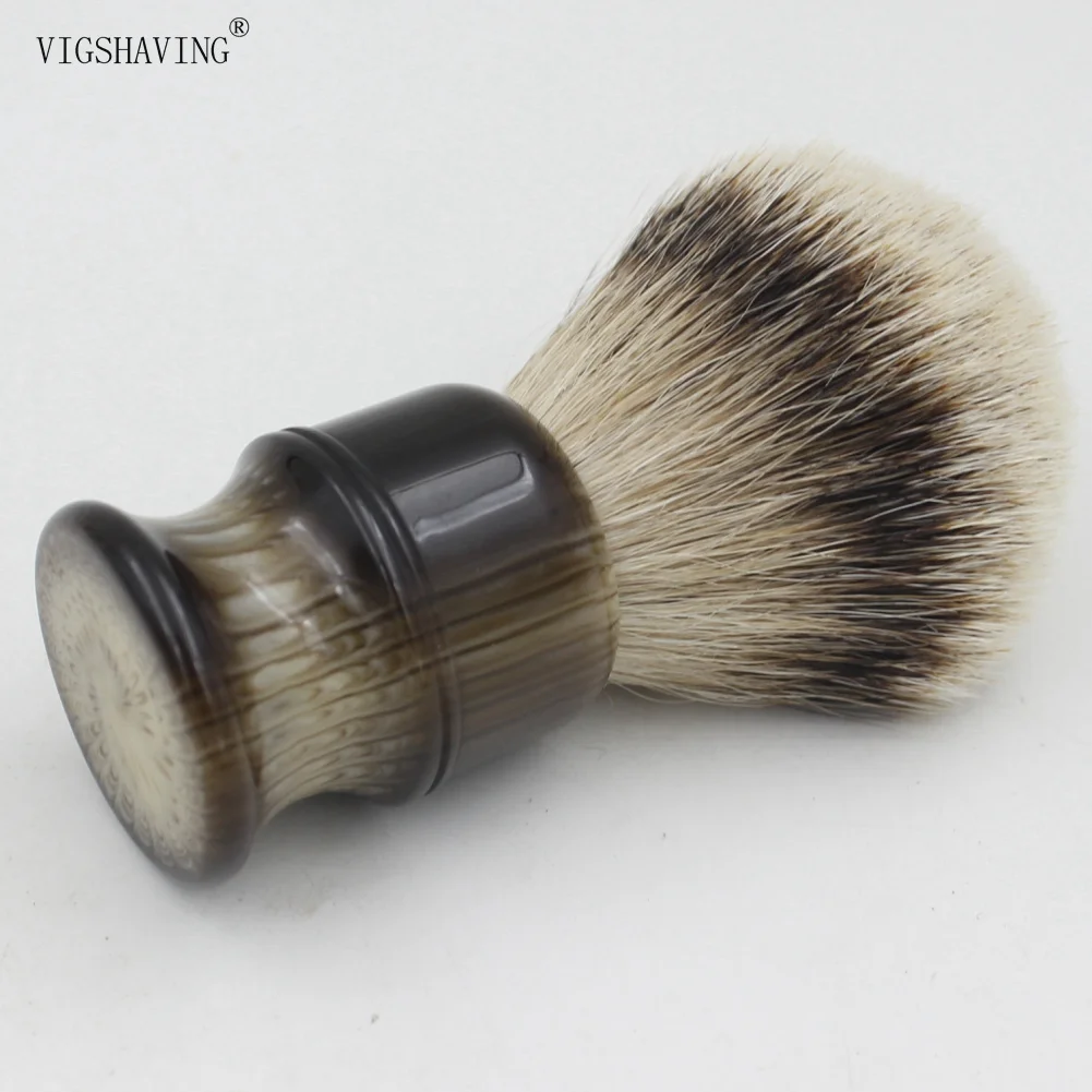 VIGSHAVING Faux Horn Смола Ручка Silvertip барсучья щетка для бритья волос