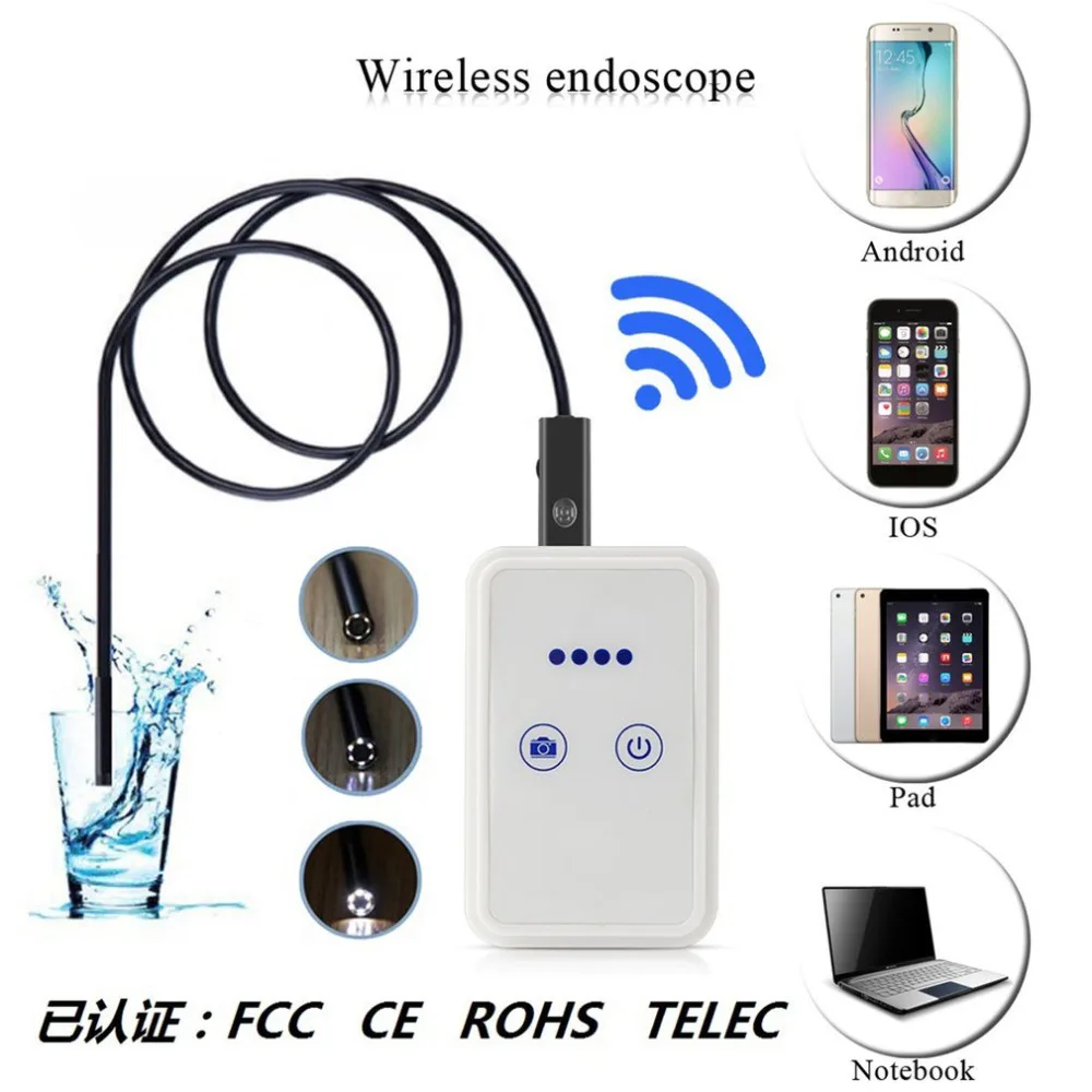 

HD 2.8mm Lens WIFI Wireless Endoscope Camera 1M Snake tube USB for Ios Iphone Android mobile phone Borescope Tablet Cam