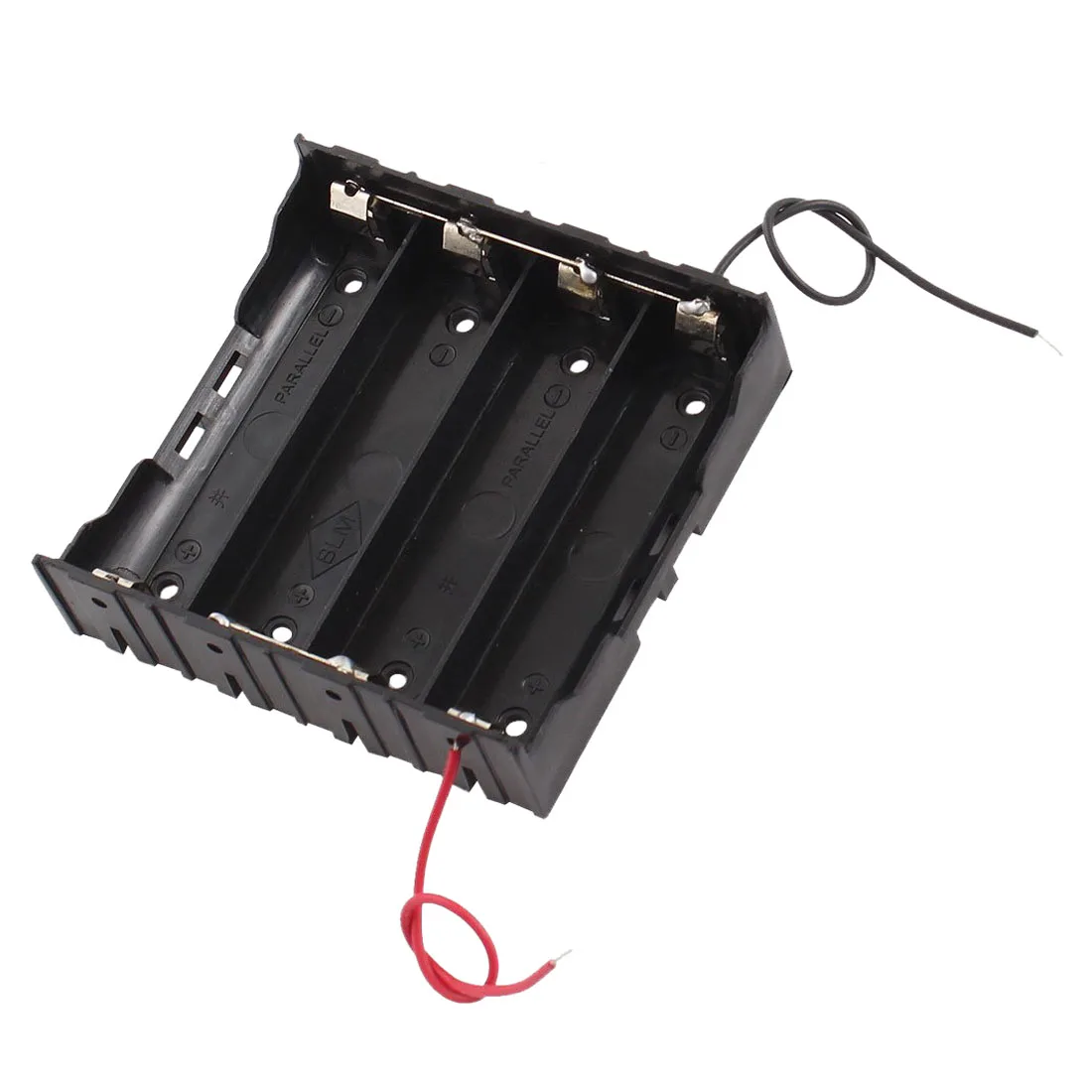 Rectangle In Parallel 2 Wired 4 x 3.7V 18650 Battery Holder Case Black