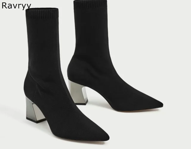 black elastic ankle boots