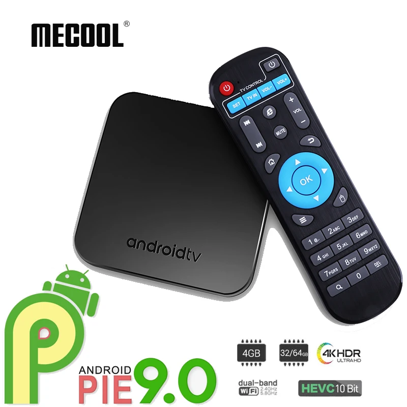 

Mecool KM9 Android 9.0 pie TV Box LPDDR4 4GB 32GB Amlogic S905X2 Bluetooth Dual Wifi Set Top Box Streaming Smart Media Player