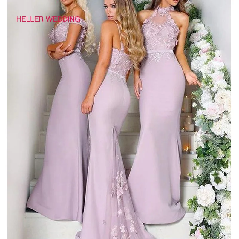 Vestidos De Dama De Honor Mujer светло-голубое свадебное платье с бисером длиной до пола с аппликацией платье подружки невесты с юбкой-годе