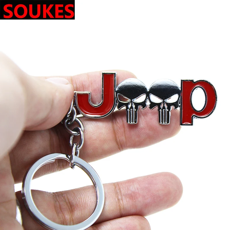 3d металлический череп брелок для ключей от автомобиля брелоки для Jeep Renegade, Wrangler Rubicon JK JL JKU TJ YJ CJ Grand Cherokee Compass