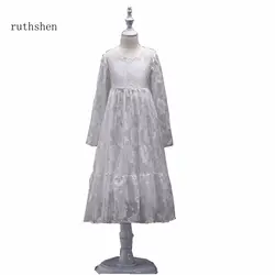 Ruthshen линия Новая для девочек в цветочек платья кружева малыш одежда реальное фото пышные платья для девочек на свадьбу дешевые детские