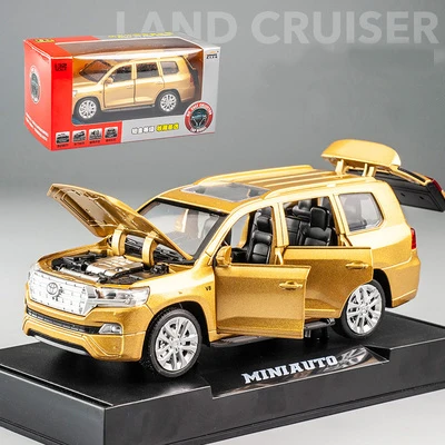KIDAMI 1:32 Литой Сплав автомобиля Toyota Land Cruiser модель автомобиля оттягивающийся звуковой светильник игрушечные машинки для детей Подарки машинки - Цвет: Gold-box