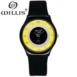 2018 Новая мода Уиллис Марка Черный Повседневное кварцевые часы Для женщин силиконовые часы Relogio feminino водонепроницаемый платье часы