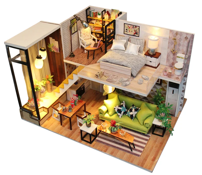 DIY Wooden Miniatures LED Doll House Japanese Tatami Christmas Kids Birthday Party Girl's Gift Toys Fine Furniture Set Pre-order (3)