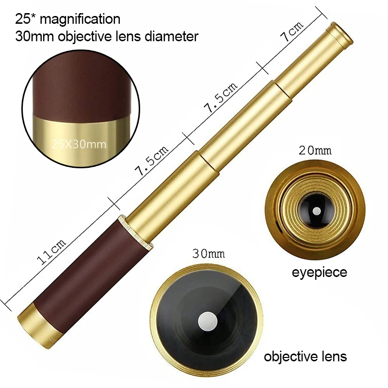 25x30 Монокуляр телескоп Spyglass инструменты высокой мощности зеркало Ретро пират портативный монокуляр ночного видения бинокль прицел охота