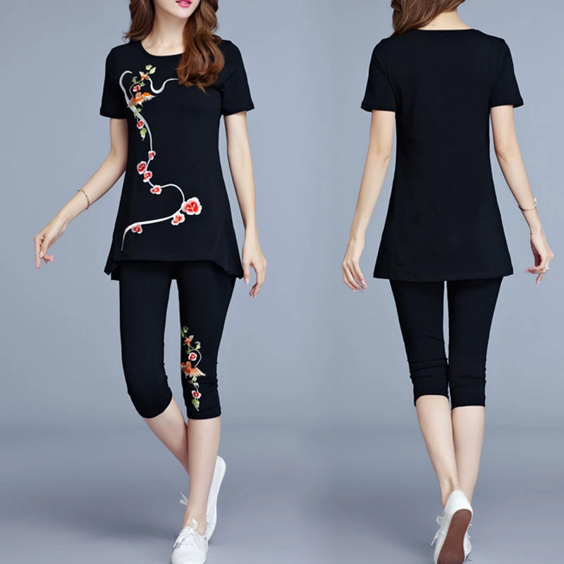 plus size capri suit sets