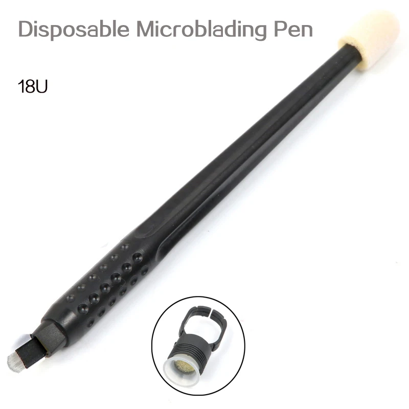 Одноразовые, для микрообработки ручка 18U Перманентный макияж машина ручка брови татуировки ручка медицинская упаковка прилагается губка чашки