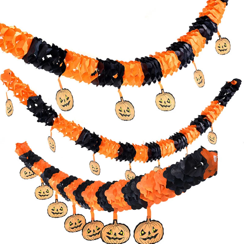 halloween pumpkin paper chain garland prop halloween decoration ornament party home decor outdoor paper pull flowers - Halloween Decorations Paper halloween pumpkin paper chain garland prop halloween decoration ornament party home decor outdoor paper pull flowers - Halloween Decorations Paper