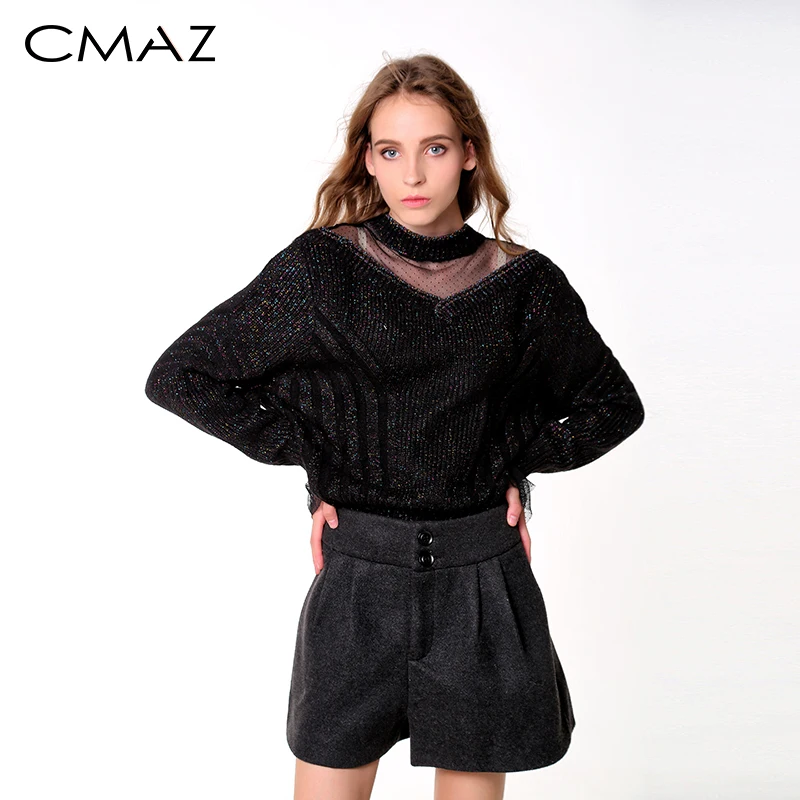 

CMAZ female sweater autumn winter 2018 solid lantern sleeve casual tops O Neck long sleeve women pullovers new MX18D5542