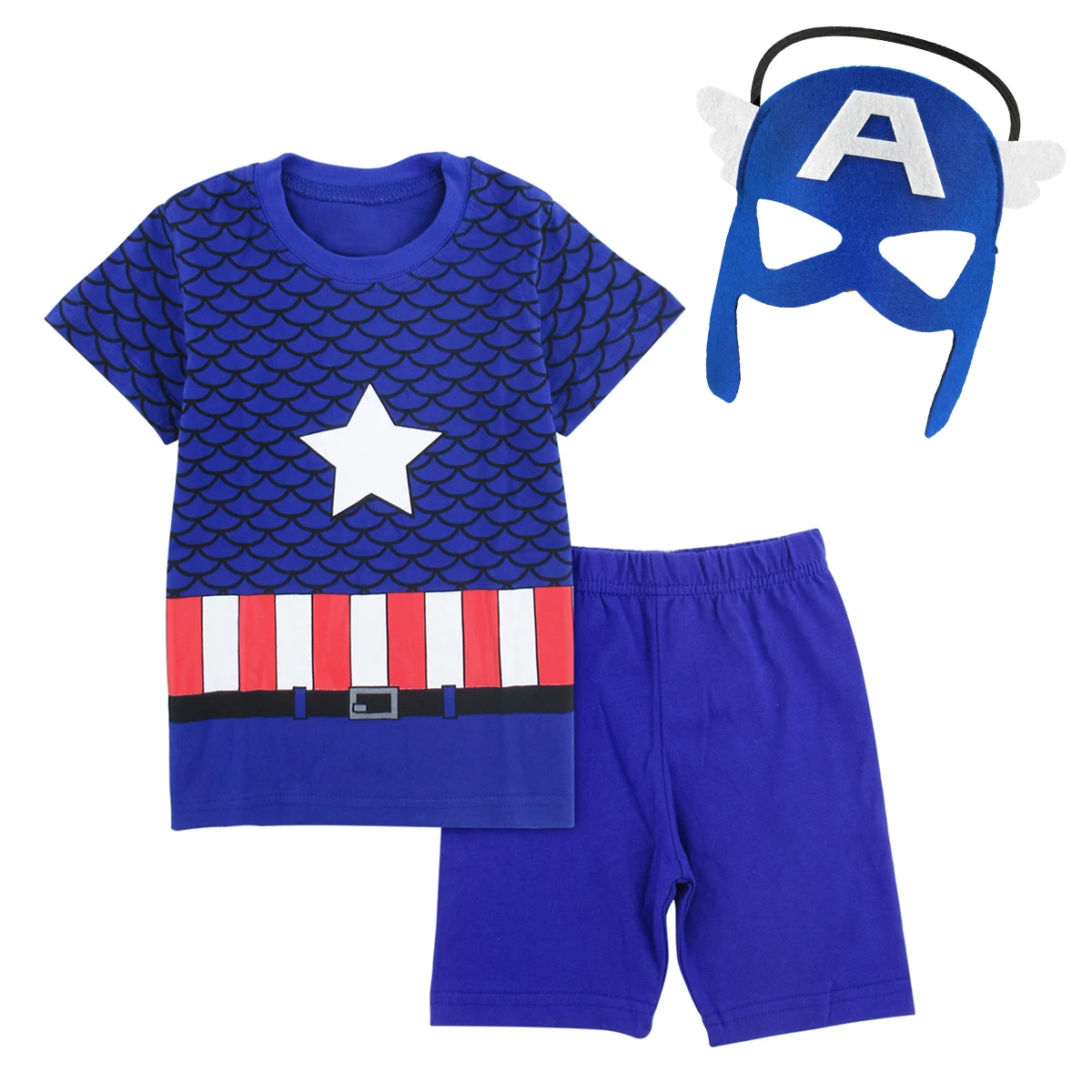 Детская Пижама с Мстителями для мальчиков, супергерой Marvel, детский Халк, Человек-паук, пижамный комплект для мальчиков с короткими рукавами, Пижама с маской