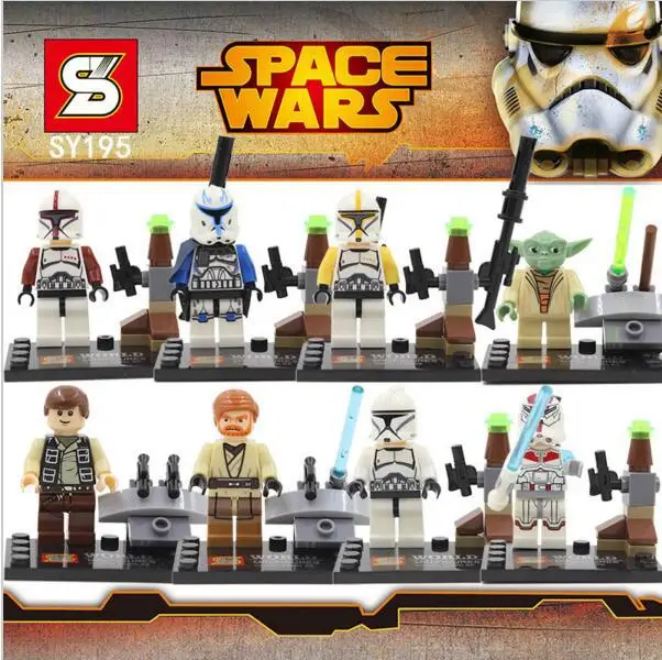 

8pcs Building Blocks Super Heroes Star Wars Darth Vader Clone Trooper Yoda action Figures Toys 12 style