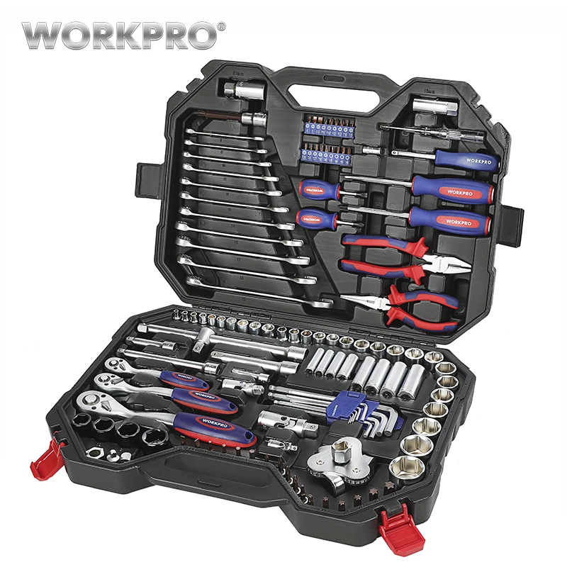 WORKPRO 2019 New Design 123PC Home Tool Set Household Tool Kits Car Repair Tool Set Ratchet Spanner Wrench Socket Set WORKPRO 2019 New Design 123PC Home Tool Set Household Tool Kits Car Repair Tool Set Ratchet Spanner Wrench Socket Set