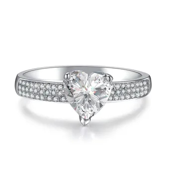 

Test Positive 2CT Heart Synthetic Carbon Heart Ring for Women Jewelry Moissanite Ring Sterling Silver Jewellery Micro Paved