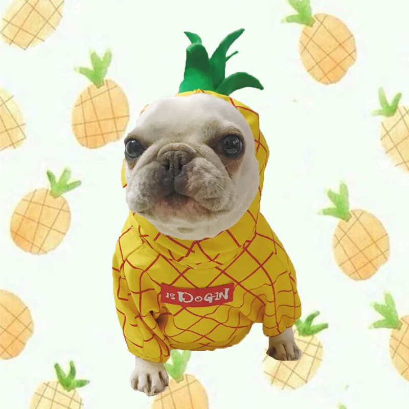 

2019 Puppy Clothes Pet Pineapple Dress Up Clothes Dog Clothes Cat Clothes Cute Fashion Tide New French Bulldog Sweatshirt