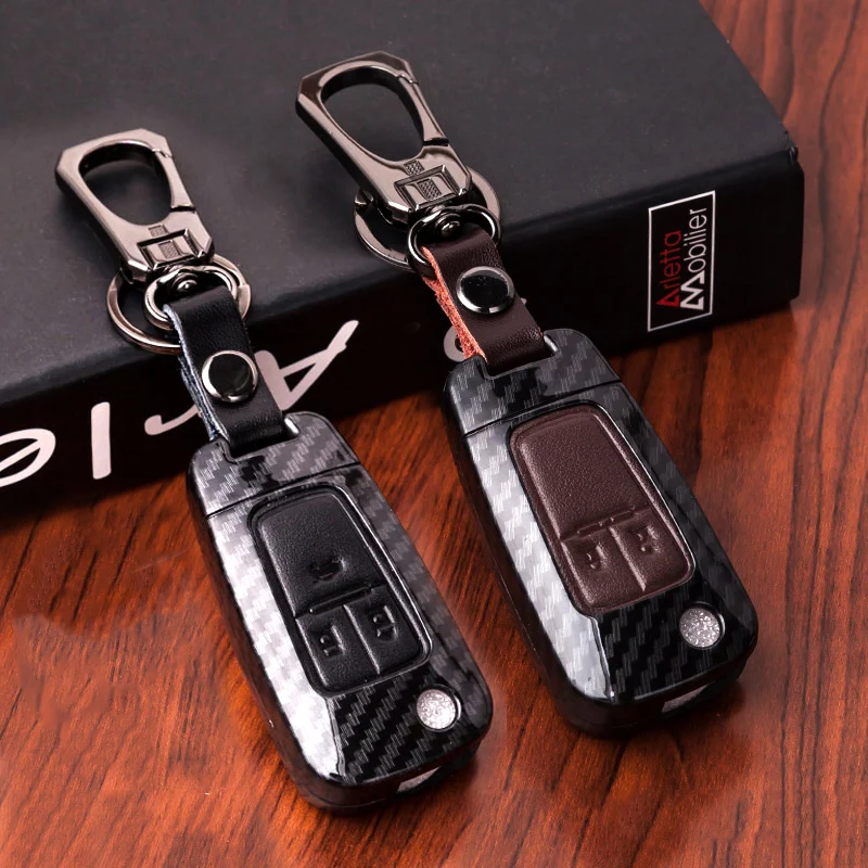 

Carbon fiber Leather Flip Key Remote Cover Case For Chevrolet Cruze Aveo for Buick VAUXHALL OPEL MOKKA Insignia Astra J Zafira C