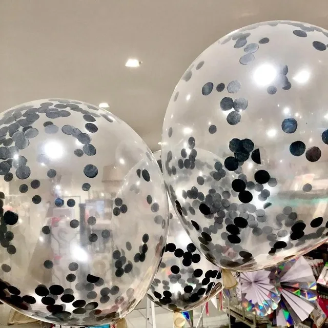 10 шт./лот ясно воздушные шары Gold Star конфетти из фольги прозрачные воздушные шары счастливый день рождения, детский душ Свадебная вечеринка украшения - Цвет: Черный