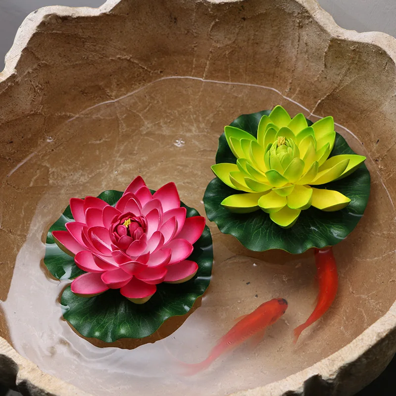 fake Lotus artificial water lily flowers Pond Plant Ornament Floating Flower Home Garden Pond Decoration  (4)