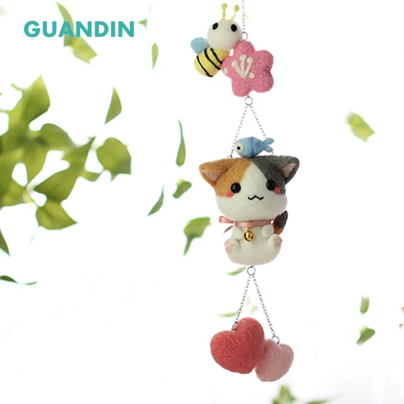 GuanDin необработанный серый Кот Шерсть Войлок Сделай Сам протыкать музыку