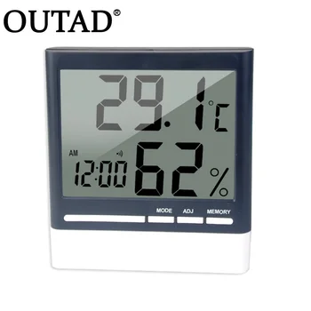 

OUTAD Digital Electronic Thermometer Hygrometer Temperature Humidity Monitor Stand Bracket Hanging Alarm Clock Indoor Home Use