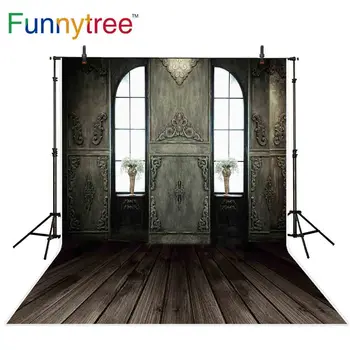 

Funnytree backdrop photo background vintage arch window wood indoor photography photocall photophone vinyl fond shoots prop