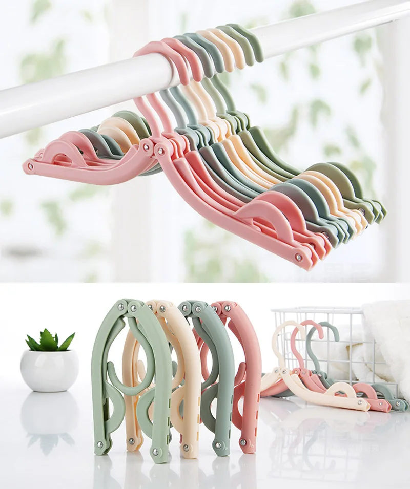 5 Pcs Portable Travel Cloth Hanger Organizer Non-Slip Plastic Foldable Rack Drying Coat Storage perchas cintres pour vetements