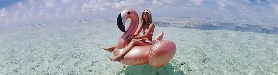 Shiny Adults And Children Inflatable Flamingo Rose Ride-On Swimming Ring Toys For Water Holiday Party