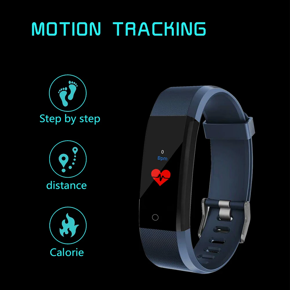 Smart Wristband fitness tracker Health Monitor Heart rate Blood Pressure Waterproof Smart Bracelet for Men Women Smartband Watch