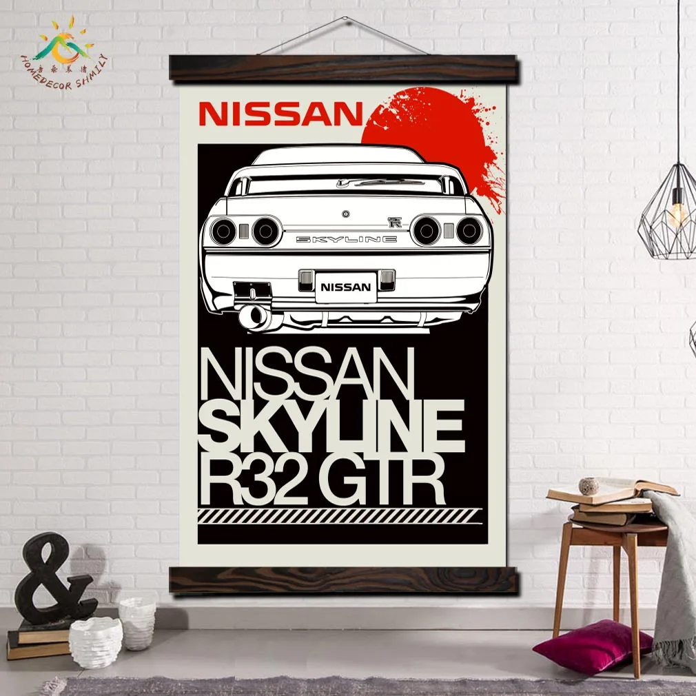 

Japan Nissan Skyline Vintage Posters and Prints Scroll Painting Canvas Art Wall Pictures Frame Canvas Painting Home Decoration