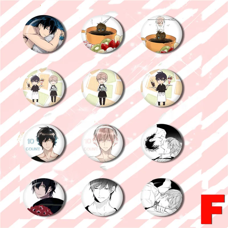 

1pcs New Arrival Fujoshi Ten Count 10 Count Servant Play tadaomi shirotani Kurose RIKU Takarai Rihito Pin Brooch Badge