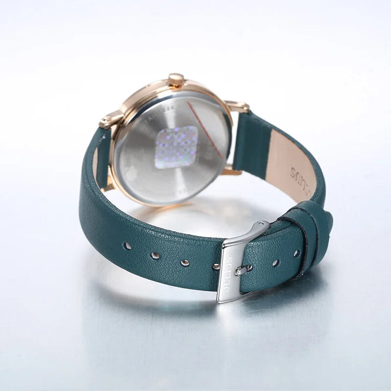 JULIUS бренд большой циферблат для женщин часы кварцевые кожа дамы браслет часы простые арабские цифры Модные женские наручные часы