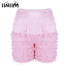 Сексуальные женские летние повседневные шорты-шаровары с рюшами, кружевные трусики с оборками, Многослойные Шорты для мальчиков, Женская Клубная одежда, танцевальные шорты