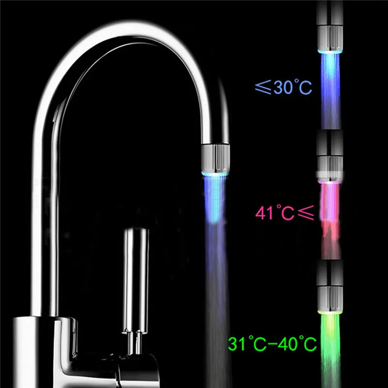 

3 Color RGB Colorful LED Light Water Glow Faucet Tap Head Cheap Home Bathroom Decoration Stainless Steel Water Tap