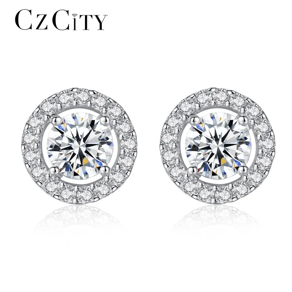 Czcity классические из натуральной 925 серебро Серьги-гвоздики для Для женщин Винтаж
