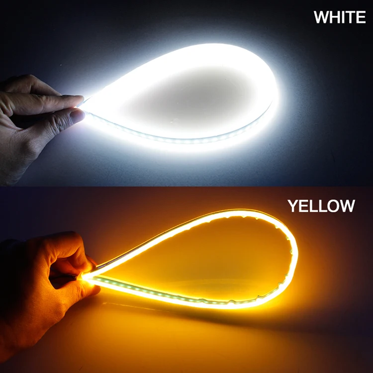 OKEEN 2x Ultrafine 30 cm 45 cm 60 cm DRL Flexible LED lampes de clignotant de Style Tube feux de jour bande de larme phare de voiture