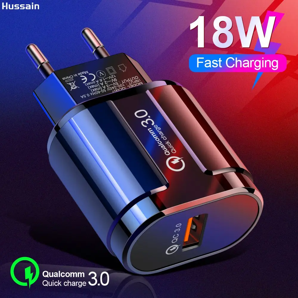 

Hussain Quick Charge 3.0 USB Charger QC3.0 QC Fast Charing Wall Mobile Phone Charger For iPhone 7 Xiaomi Redmi 7 Huawei Samsung