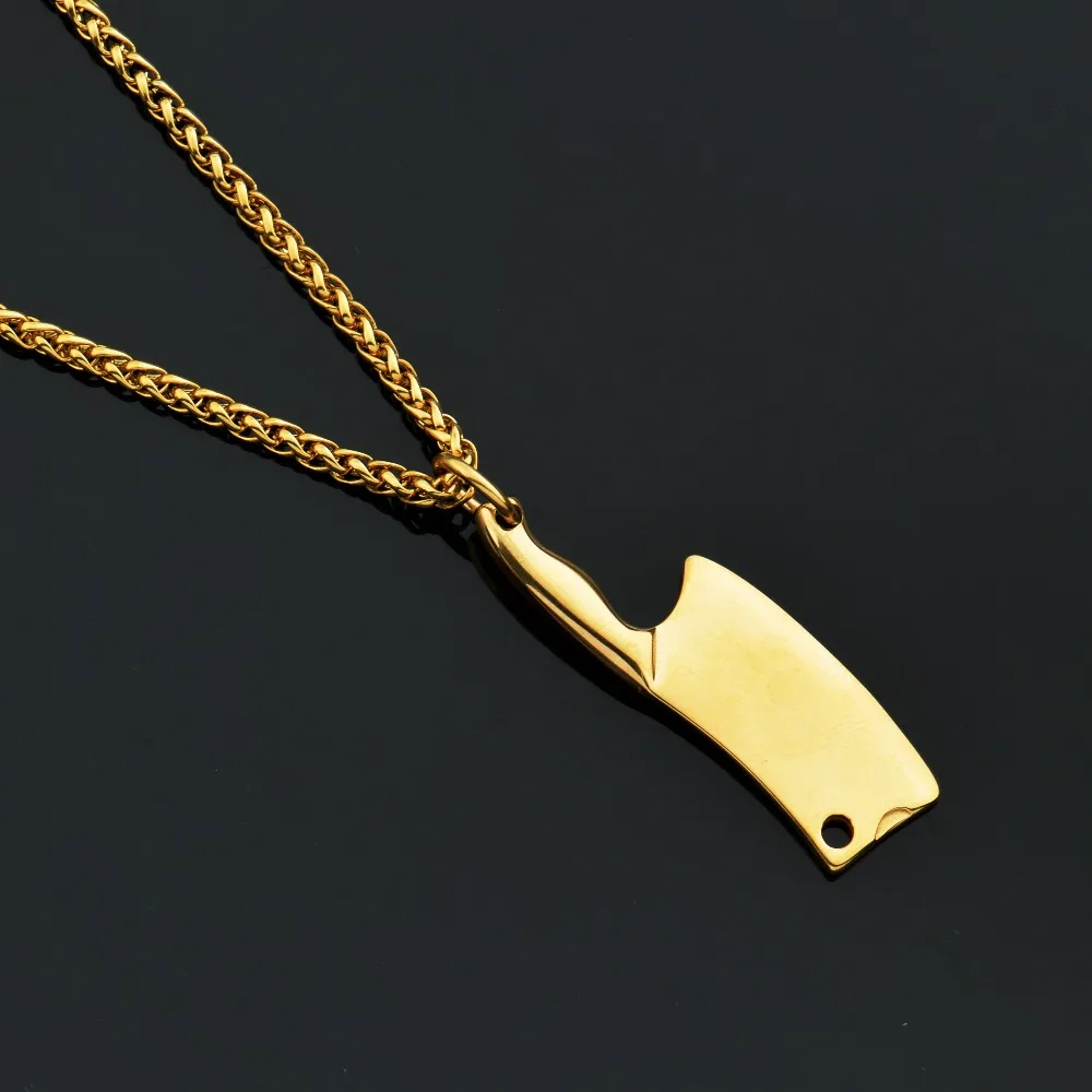 MCSAYS Jewelry Necklace Pendant Hiphop Kitchen Knife Round Box Chain