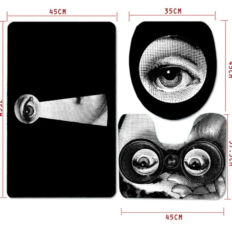 Kaufen 3 stücke Set Fornasetti Wc Bad Matten Wc Deckel Abdeckung Teppich Non Slip Saugfähigen Bad Boden Matte Flanell Wc teppich Bad Matte Set