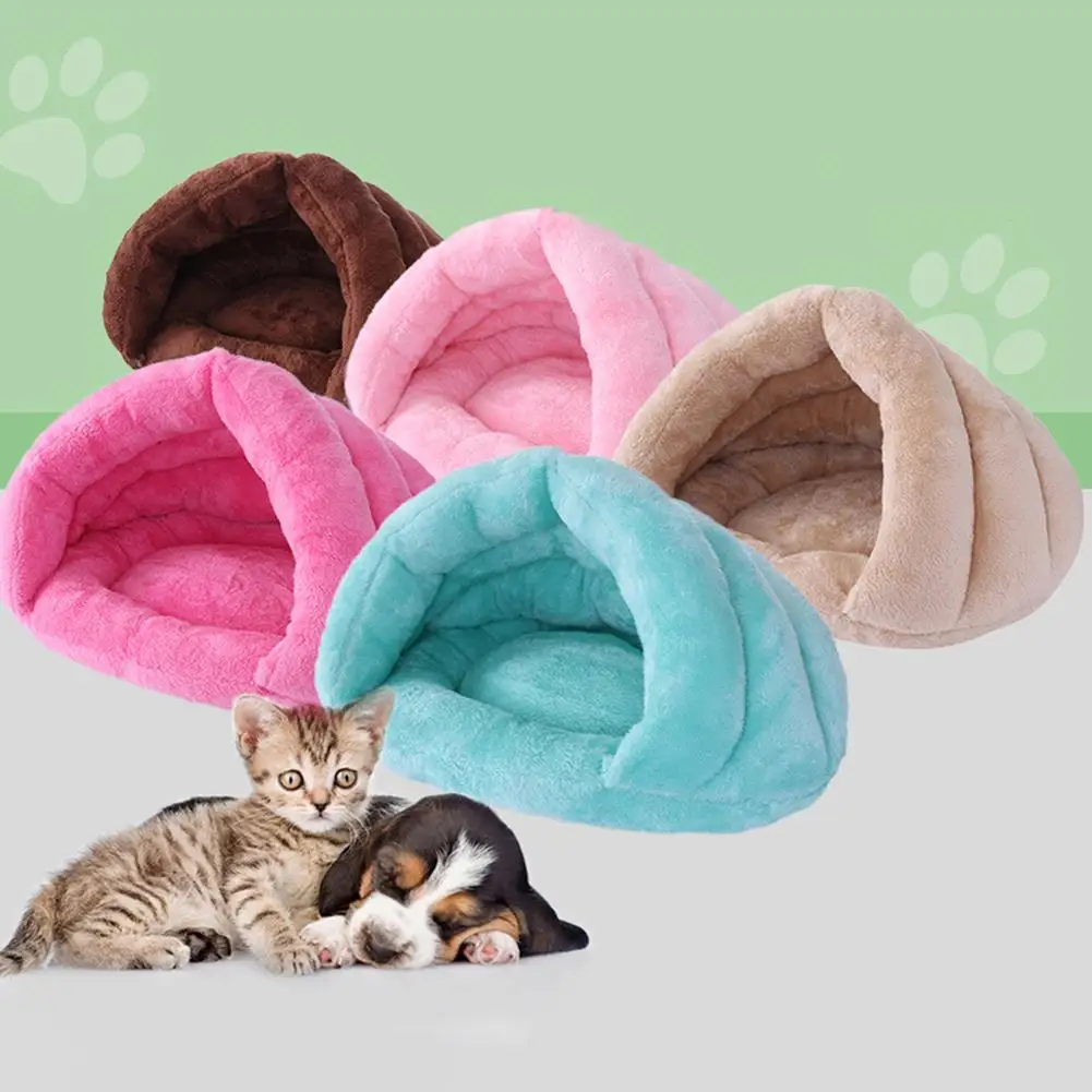 

Cute Plush Dog Cat Sleeping Bed Cave Cuddle Soft Lovely Cushion Hooded Warm Pet Supplies