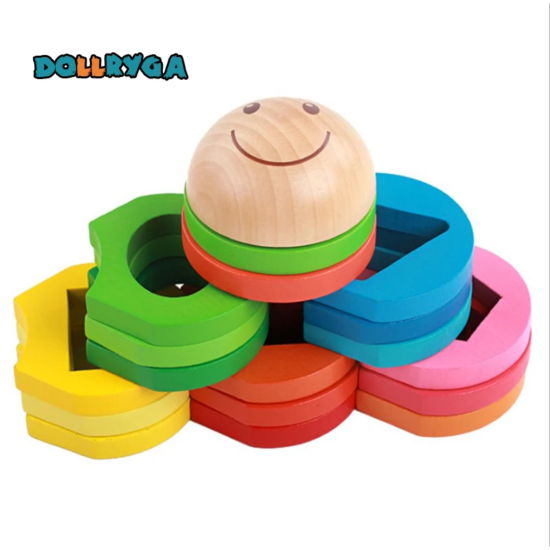 DOLLRYGA Digital Shape Matching Toys DIY Children Wooden Geometric Building Blocks Children Early Education Parent-child Toys 