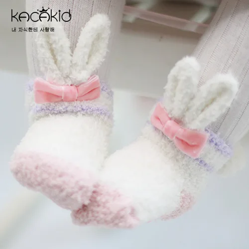 

KACAKID Winter Coral Fleece Baby Girls Socks Newborn Soft Cute Rabbit Baby Socks (0-12M) 1 YEAR