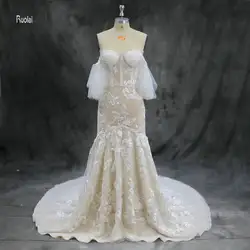 Реальный образец элегантный Свадебные платья 2018 Длинные Русалка Кружево свадебное платье с открытыми плечами платье Vestido De Noiva Свадебные