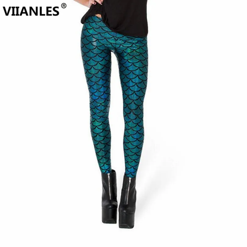 

VIIANLES Mermaid Fish Scale Leggings Women Sexy Pants Scale Digital Print Leggings Colorful Fitness Leggins Plus Size Legging