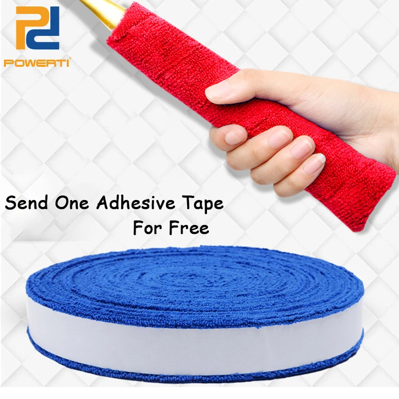 

POWERTI 3.5cm Viscosity Towel Sweatband Overgrip Cotton Tennis/Badminton Racket Grip Tacky Sweet Grip Reel 10m Grip