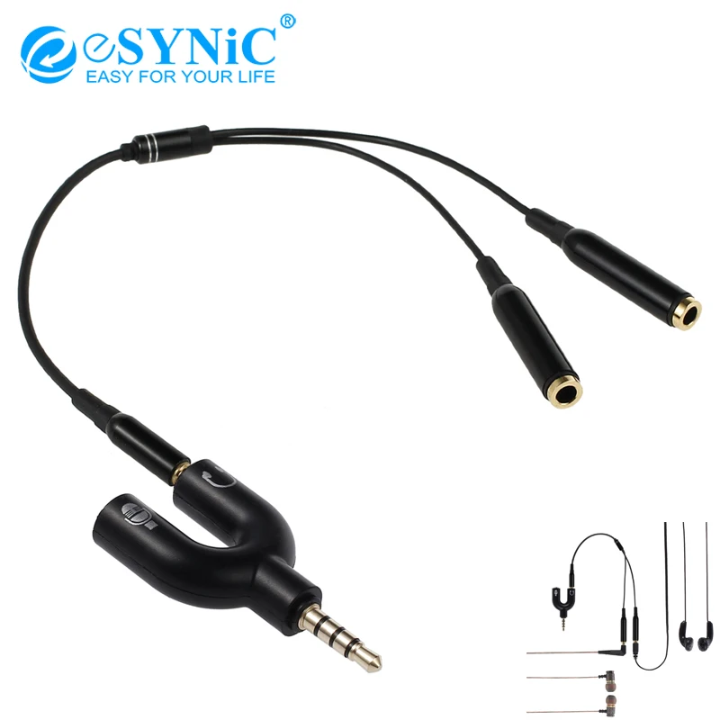 

eSYNiC Headset Adapter Kit Compatible iPhone iPad Samsung PS4 Laptop U Shape 4 to Dual 3 Position 3.5mm Jack cable Splitter